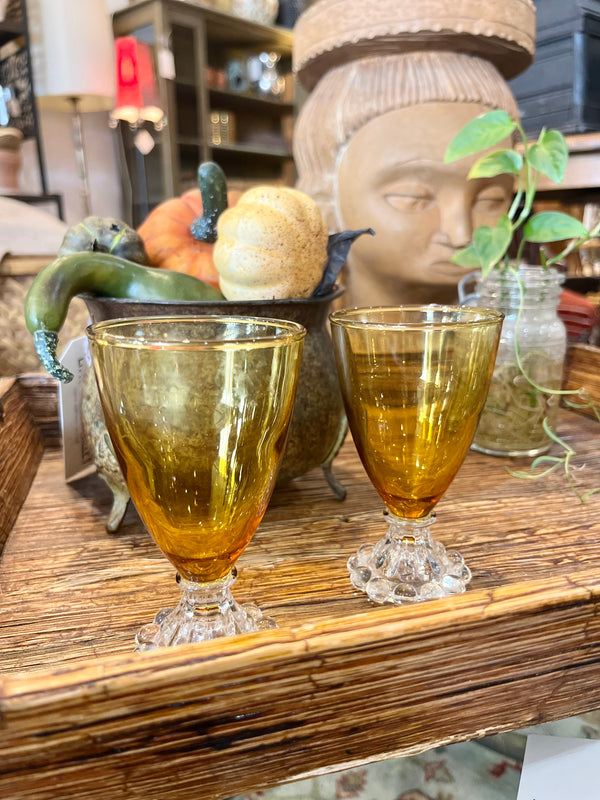 Vintage Art Deco Yellow Amber Shot Glasses