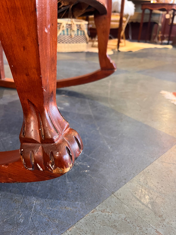 Large Solid Wood Rocker with Carved Feet