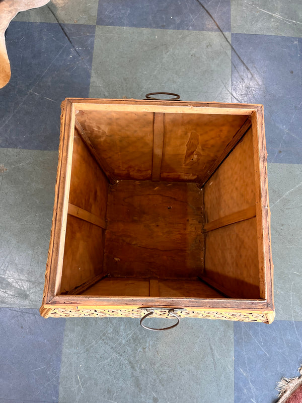 Extra Large Vintage Wicker Basket with Brass Detailing