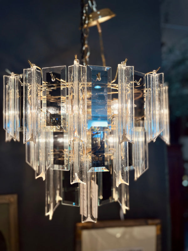 Vintage Lucite & Smoked Glass Chandelier