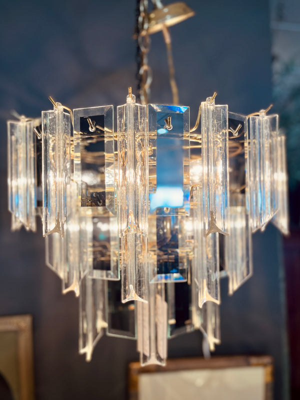 Vintage Lucite & Smoked Glass Chandelier