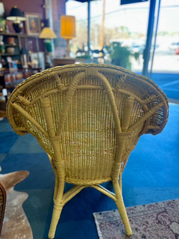 Large Yellow Wicker chair and Bench with Custom Fabric