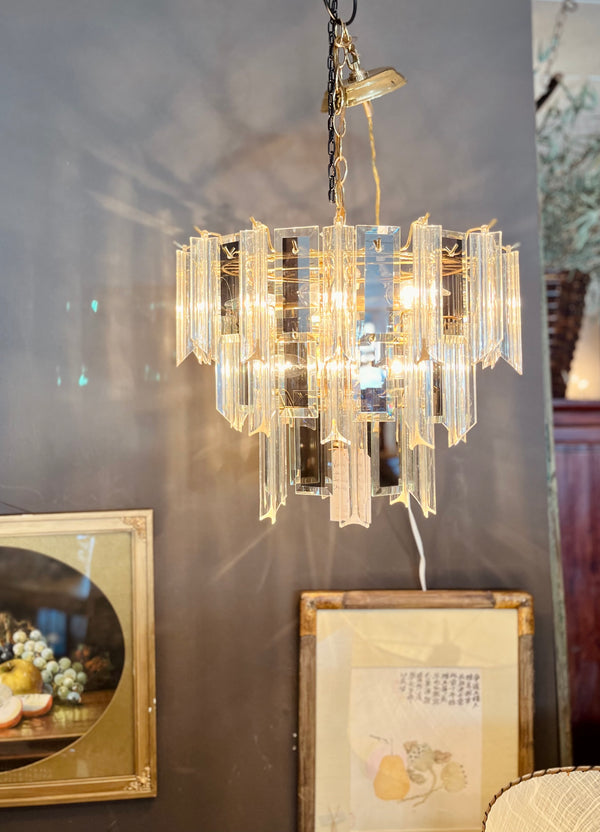 Vintage Lucite & Smoked Glass Chandelier