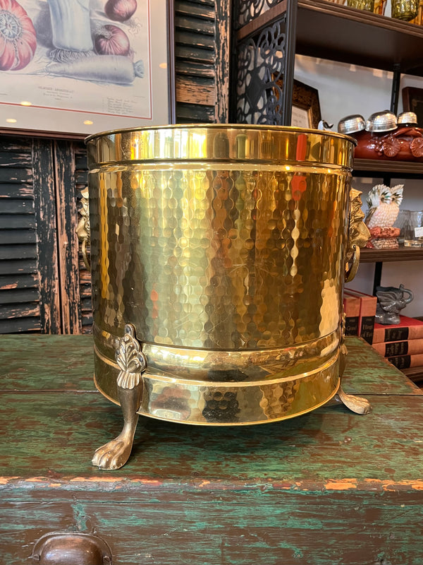 Large Bristol Hammered Brass Lion Planter