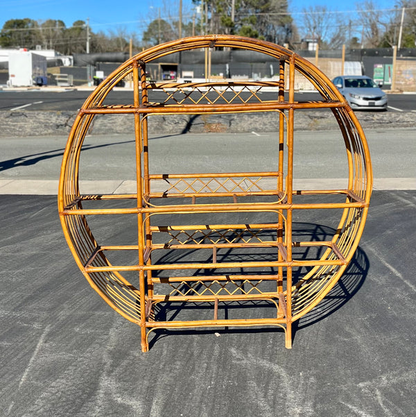 Vintage Round Rattan/Bamboo Shelf