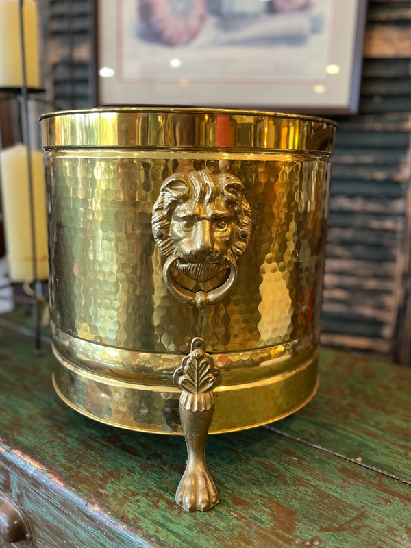 Large Bristol Hammered Brass Lion Planter