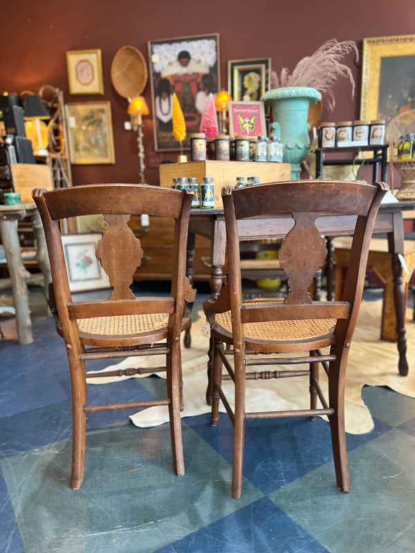 Antique Cane Bottom Wood Chairs