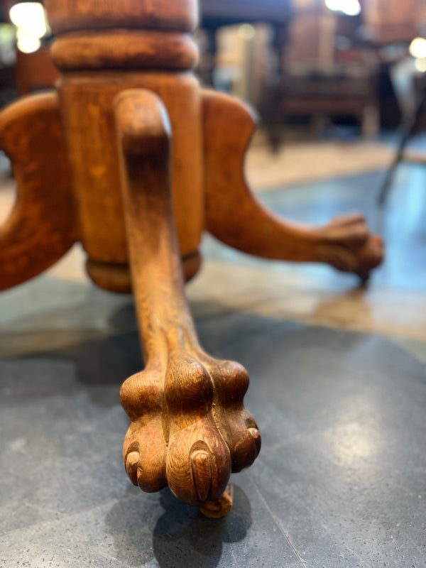 Vintage Carved Wood Square Top Dining Table