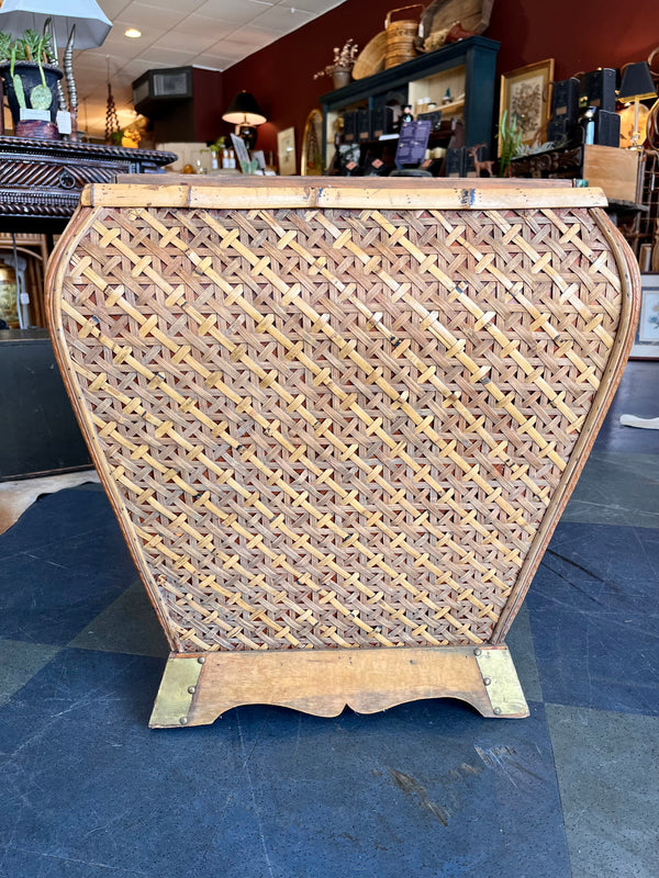 Extra Large Vintage Wicker Basket with Brass Detailing