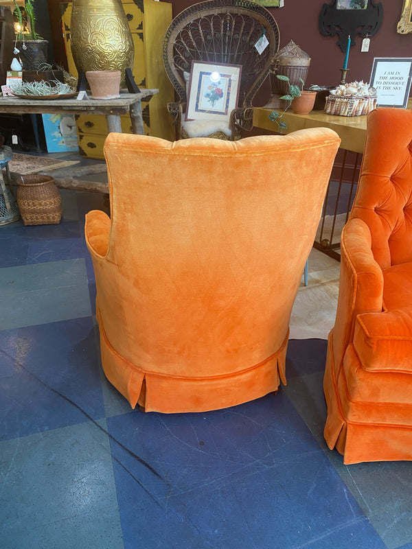 Vintage Orange Velvet Chairs