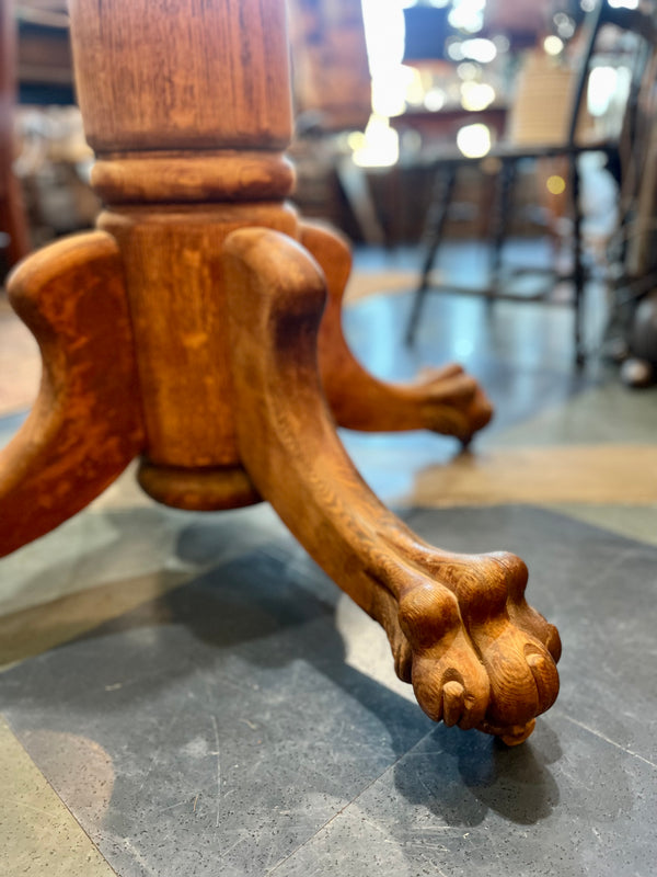 Vintage Carved Wood Square Top Dining Table