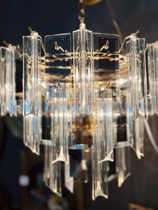 Vintage Lucite & Smoked Glass Chandelier