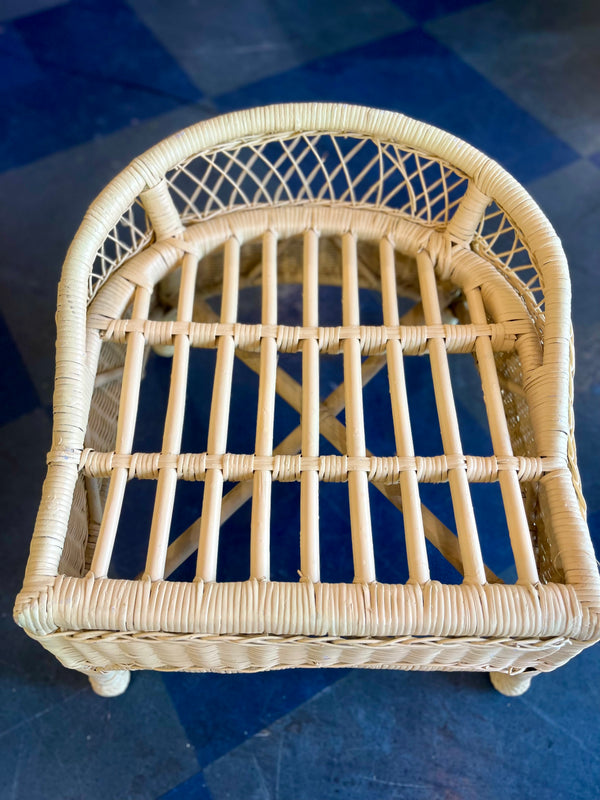 Large Yellow Wicker chair and Bench with Custom Fabric