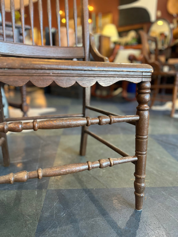 Antique Carved Wood Chairs with Cane Bottoms