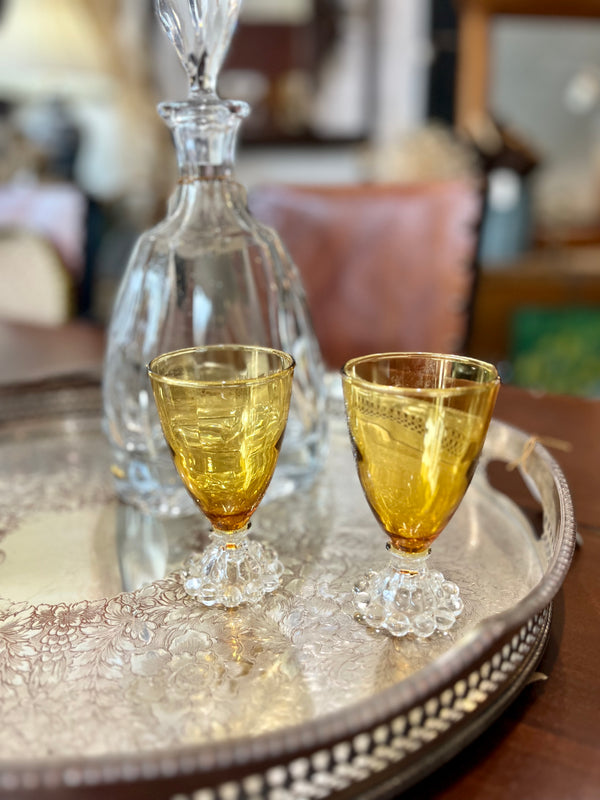 Vintage Art Deco Yellow Amber Shot Glasses