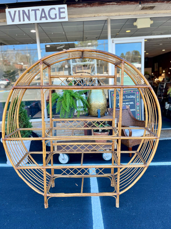 Vintage Round Rattan/Bamboo Shelf