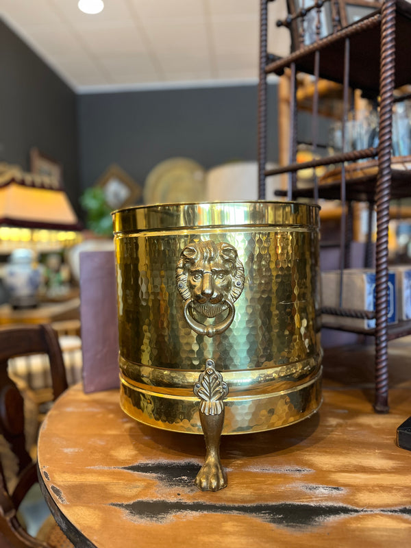 Large Bristol Hammered Brass Lion Planter