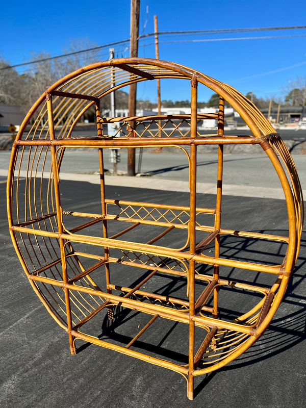 Vintage Round Rattan/Bamboo Shelf