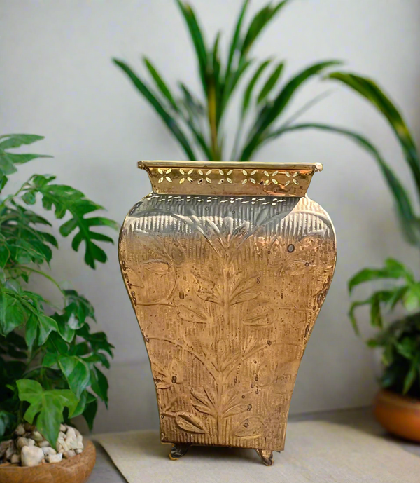 Vintage thin brass planter