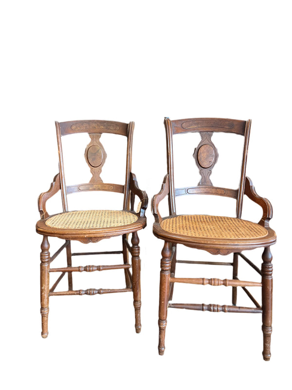 Antique Cane Bottom Wood Chairs