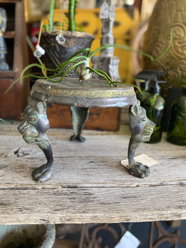 Rare Vintage Brass Panther Stool