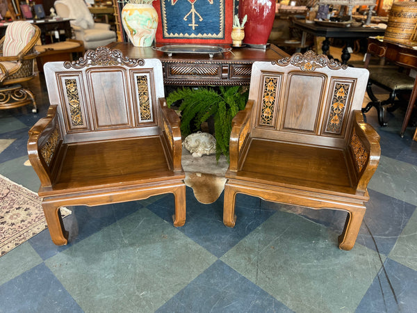 Solid wood carved chair set