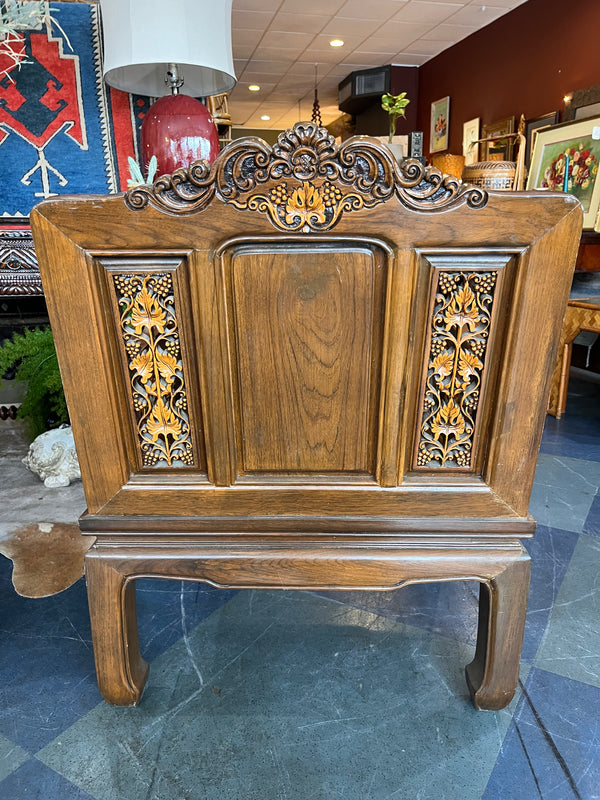 Back of vintage carved wood chair