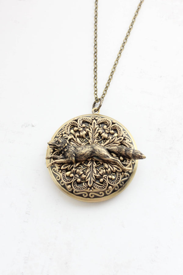 A Pocket of Posies - Big Fox Locket (3 styles): 22 inches / All Antiqued Brass